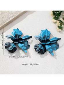 2025 New European And American Fashion Exaggerated Painted Petal Earrings - Hot Pink - View 4