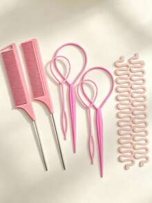 8pcs Hair Styling Tools Set With Hair Pins, Hair Braiding Tools, Hair Bun Maker, Fish Bone Braid Steel Needle Comb Hair Accessories - Multicolor - View 9