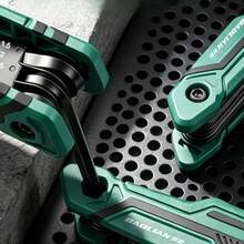 High Hardness Vanadium Steel Folding Hex Key Wrench, Metric & Imperial Socket With Hook, Home, Auto, Bicycle Repair Tool, Includes Reflective Stickers For Night Riding - 8-in-1 - View 4