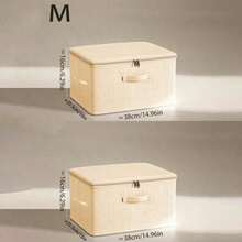 5 Sizes Linen Storage Boxes With Flap, Zipper And Soft Handle, Foldable Organizer Bins For Clothes, Bedding, Blankets, Bedroom Closet Storage - Beige - View 15
