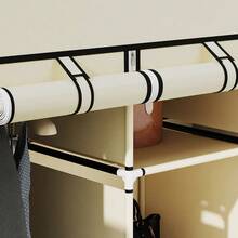 Fabric Wardrobe, With Rails And Shelves - Cream White - T0001-01-3166 - View 4
