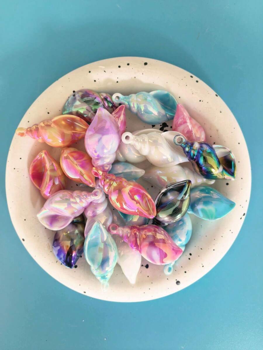 幻彩夜光貝殼吊墜飾品,適合DIY珠寶手工,可用於製作耳環、項鍊、鑰匙圈、手鍊、包包掛飾,適合製作夏季海灘度假配件 - 彩色 - View 1