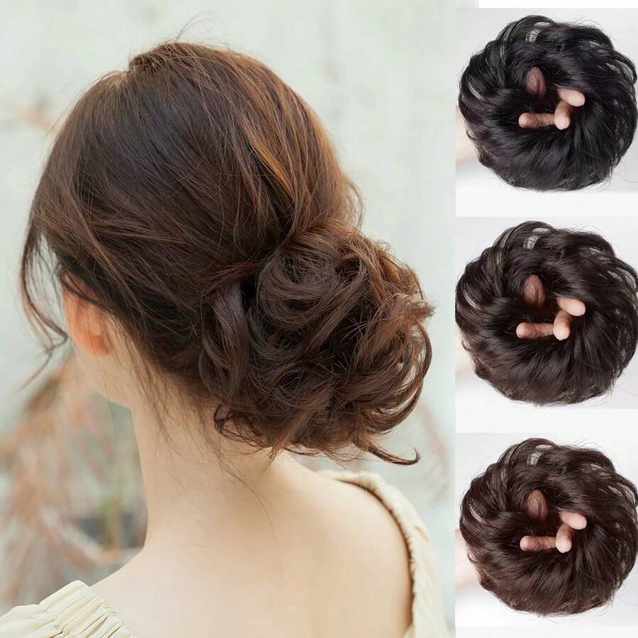 Cincin Ekstensi Rambut Sanggul Alami Mengembang, Aksesori Rambut Sanggul Longgar, Aksesori Rambut Sanggul Palsu - MultiWarna - View 1