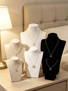 1pc Velvet Necklace Display Stand, Multiple Sizes Available; Jewelry Display Table, Can Store Necklaces, Pendants, Bracelets; Desktop Jewelry Display Stand; Minimalist Vanity Decor; Portable Storage Rack, Suitable For Back To School - Multicolor - View 3