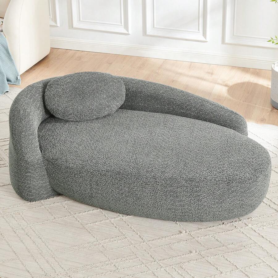 Sofa Grey Made Of Teddy For Living Room - 深灰色 1 人座 - 查看 1