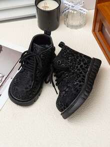 Unisex Kids' High-Top Ankle Boots, Soft Sole Non-Slip Single-Layer Lining Fashionable Comfortable Ankle Boots - Black - View 5