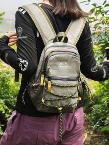 拼色戶外運動尼龍迷你女款後背包,多功能通勤日用包,多口袋輕量旅行包,極簡學生包,便利後背包,適合學生、護理師、教師、商務人士,適用旅行度假、出差、日常通勤、購物、辦公、約會、登山、訓練、工作,生日禮物、節日禮物 - 彩色 - 查看 5