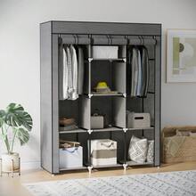 Fabric Wardrobe, With Rails And Shelves - Dark Grey - T0001-01-3162 - View 11