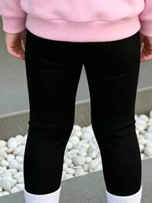Baby Girl Cartoon Print Round Neck Long Sleeve Top And Leggings - Pink - View 4