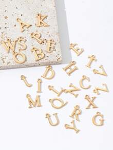 26 piezas / set de kit de fabricación de joyas DIY con 26 letras para hacer pulseras, collares y encantos de aretes - Amarillo Oro - Ver 2