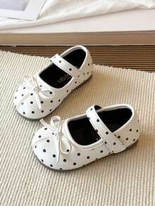 Korean Style Small Polka Dot Bow Princess Shoes 2026 New One-Strap Soft Sole Anti-Slip Baby Versatile Mary Jane Shoes - Beige - View 5
