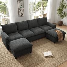 Black Cloud Modular Sofa - 2 Seat Set With Mobile Arms - 黑色四座 - 查看 7