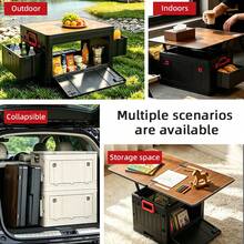 shenghuochuangyi Multi-Functional Camping Storage Box With Foldable Expandable Tabletop, Large Capacity Waterproof Portable Outdoor Picnic Organizer Bin, Multipurpose Storage Container For BBQ, Road Trip, Car Trunk, Camping & Household Storage - New Style Foldable Outdoor Storage Box - View 8