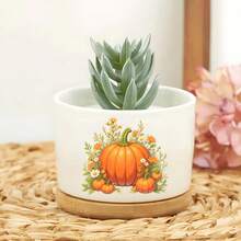 Maceta con forma de calabaza con agujeros de drenaje - Jarrón de calabaza de otoño, adecuado para decoración de otoño interior y exterior, maceta linda para mujeres y amantes de las plantas, adecuada para patio, porche, maceta con forma de calabaza para mesa - Maceta modular de varios componentes - A - Ver 3