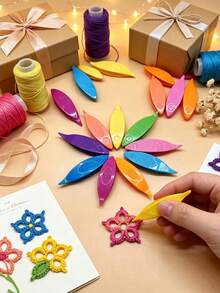 9pcs Colorful Shuttle Weaving Tool Set, 6.5cm Smooth Pointed Lace Making Tools, Portable Easy-To-Use Shuttle Weaving Tools, Suitable For Students And Amateur Craft Enthusiasts, Used For Lace Jewelry, Trim DIY, Suitable For Holiday Crafts And Summer Leisure DIY - Nine Small Phoenix Eye Shuttles - View 1
