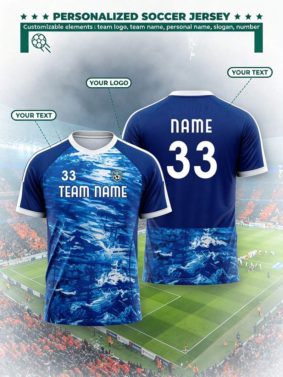 2026-27 賽季 Serie A Como 球隊客製化足球球衣,包含個性化 Logo、號碼與球員姓名,運動用品 - 藍色 - 查看 1