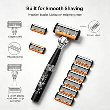 31pcs Vintage Punk Rock Style Men's Manual Safety Razor Set, Non-Slip Comfortable Grip Safety Razor, With 30 Extra Replacement Blades, Reusable, Smooth, Comfortable, Clean Shave, Directly Washable, Suitable For Facial Hair, Armpit Hair, Private Areas, Leg Hair, Neutral Fashion Durable Grooming Tool, Elegant Razor Style Suitable For Valentine's Day, Father's Day Gift (No Gift Box) - A - View 6