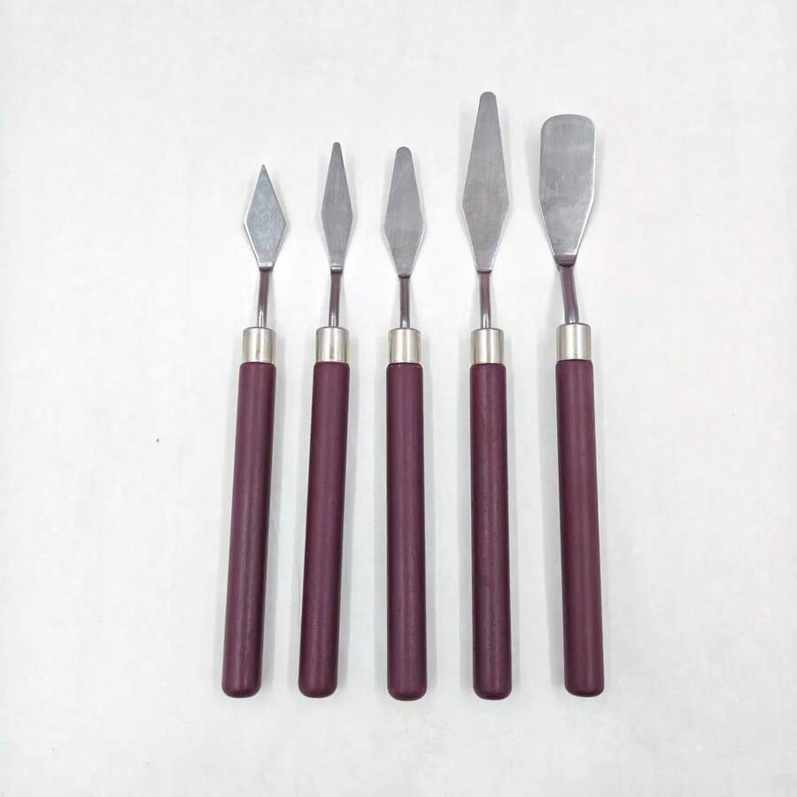 5-Piece Stainless Steel Palette Knife Set, Professional Painting Knives For Oil, Acrylic & Gouache, Artist Paint Spatulas For Mixing, Spreading & Texturing