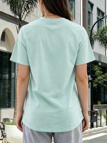 Big Jesus Fan Graphic Top-Loose-Fit Easy Relaxed Style, - Light Green - View 3