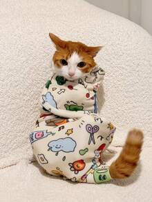 Pet Cat Grooming Wrap, With Fun Cartoon Design - Pet Protective Cover, Feeding, Anti-Scratch, Escape Protection, Soft, Comfortable And Easy To Clean, Suitable For Grooming, Ear Cleaning, Nail Trimming And Storage, Cleaning Pet Towel - White Cat With Blue Eyes Relaxing In A Comfortable Environment, Cat Grooming Cloth, Fun Design, Soft Fabric, Multi-Purpose No Battery Required - View 4