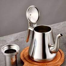 1pc Stainless Steel Teapot With Filter, Insulated Coffee Pot, Water Kettle, Coffee Pot, Boiling Water Teapot, Suitable For Home, Hotel, Cafe, Restaurant - Pot - View 5