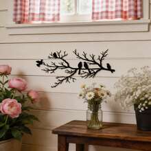 1 pieza Decoración de pared de metal con rama de árbol vintage y pájaro, con acabado premium Escultura de pared de arte de rama de árbol vintage y pájaro - Adecuado para Halloween, aniversario, decoración de primavera, regalo de invierno y Navidad (Decoración interior) - Escultura de metal para sala de estar (Seleccionado para entusiastas de la decoración del hogar) - Negro - Ver 3