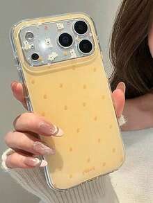 Ins韓系簡約黃色波點手機殼，適用於Apple 17 Pro Max、13/12/16 Pro、新款15 Pro Max，女款純色創意雙層全包覆硬殼保護套 - 彩色 - 查看 4