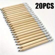 Natural Wood Short Pencils, 10mm Golf Short Pencils, Student HB Short Pencils, HB Mini Pencils With Eraser, Essential For Back To School Writing, Drawing And Note-Taking - Multicolor - View 9
