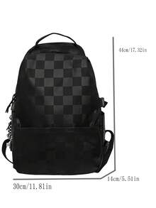 Checkered Large Capacity Backpack, Outdoor Travel Laptop Backpack - Multicolor - View 7
