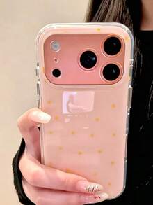 Ins韓系簡約黃色波點手機殼，適用於Apple 17 Pro Max、13/12/16 Pro、新款15 Pro Max，女款純色創意雙層全包覆硬殼保護套 - 粉色 - 查看 4