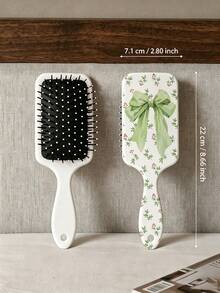 1/2 piezas Peine de masaje con cojín de aire, patrón de hoja verde y lazo, estilo fresco de verano, minimalista, peine de peinado para mujer, cepillo de masaje para el cabello, antiestático, cuidado del cabello suave, peine de peinado adecuado para uso doméstico, regalo para familia y amigos - Multicolor - Ver 7