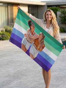 客製化七彩條紋旗 LGBTQ+ 同性戀驕傲旗，可印製個人照片圖像，適合四季、節慶、週年紀念，送給家人的個性化禮物，不含旗桿 - 彩色 - 查看 4