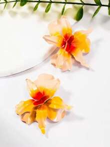 2025 New European And American Fashion Exaggerated Painted Petal Earrings - Hot Pink - View 3