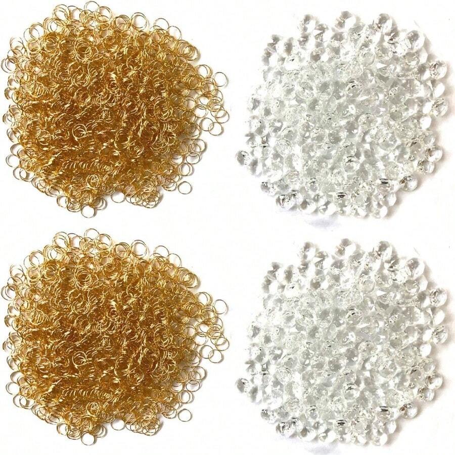 (エスネット) 二つ穴 クリスタル ビーズ シャンデリア 八角 14ｍｍ 手芸 ビジュー パーツ リング 付 のれん サンキャッチャー セット SN - 256 - CT カーテン テーブル（クリア 100個） - クリア1000 + 14mm - チェックする 1