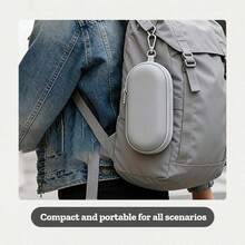 Dual Compartment PU Hard Shell Glasses Case, Pressure-Resistant Portable Zipper Fashion Glasses Storage Box With Cleaning Cloth, Unisex For Commuting And Travel - View 3