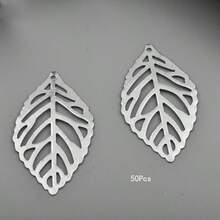 50pcs Hollow Leaf Pendants, Alloy Leaf Jewelry Accessories, Suitable For DIY Jewelry Making, Earrings, Necklaces, Keychains, Crafts (Gold, White K, Antique Bronze) - Multicolor - View 6