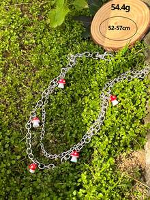 1pc Red Mushroom Double Layer Waist Chain, Suitable For Daily Summer Vacation Party Outfit - Multicolor - View 9