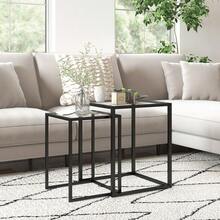 HOMCOM Nesting Tables Set Of 2, Side End Table With Tempered Glass Top And Steel Frame For Living Room, Bedroom, Black - T0001-01-8182 - View 5