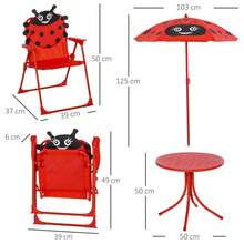 Folding Picnic Table Chair Set W/ Parasol, Red - T0001-01-04587 - View 10