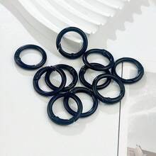 50個/組彩色彈簧扣鉤，可開合圓形登山扣鑰匙圈，包包扣環，狗鏈連接扣，DIY珠寶配件 - 黑色 - 查看 4