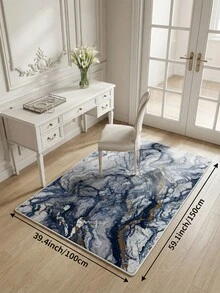 Blauer Batik-Stil Wohnzimmerteppich, große Größe weich, Feiertagsdekoration Teppich, geeignet für Küche, Esszimmer, Schlafzimmer, Innen-/Außenbereich, Büro, Lobby, Flur, Arbeitszimmer, rutschfeste Fußmatte - marineblau - Übersicht 15
