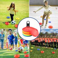 Juego de 50 conos de disco de agilidad para fútbol con bolsa de transporte, soporte para conos de disco, conos de disco para ejercicios, conos de disco para deportes, conos de disco mini para fútbol - Multicolor - Ver 4