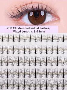 200 Clusters Large Pack Single Cluster Eyelashes, C Curl, 8-11mm Mixed Length, DIY Enlarged Charming Eyes, Beginner Friendly, Reusable, DIY Eyelash Extension, Korean Style Eyelashes, Fairy Eyelashes, Easy To Apply, High Cost-Performance, Lightweight And Comfortable. Suitable For Daily Wear, Dating, Party And Other Occasions. Gift For Girlfriend, Best Friend, Holiday Gift - View 9