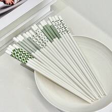 5/10 Pairs - Ceramic Chopsticks, Fresh Green Pattern, Minimalist And Elegant, Non-Slip, Heat-Resistant, Suitable For Home And Restaurant, Clean And Hygienic, Easy To Clean, Highly Attractive Tableware Accessory. - View 11