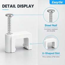 Cable Clips Nail In Cable Clips 100 Pcs 8mm Flat Ethernet Cable Wall Clips Cable Tacks Coax Cable Clip Speaker Wire Clips Cable Nails For Cords Cat5_Cat5e_Cat6_Cat7 RJ45 Cord Clips - White - View 5