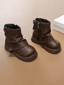 Sepatu Bot Anak Perempuan Musim Gugur 2025 Model Baru Sepatu Bot Pendek Setengah Betis untuk Aktivitas Luar Ruangan, Gesper Logam, Anti Selip (Tips: Panjang Bagian Dalam Sepatu Sedikit Lebih Kecil, Harap Beli Sesuai Panjang Bagian Dalam Sepatu yang Sebenarnya) - Coklat - View 4