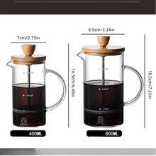 1pc High Borosilicate Glass French Press Coffee Maker, Glass Coffee Filter, Tea Infuser, French Press Coffee Pot, Manual Pour-Over Coffee Pot For Home Use - Multicolor - View 8