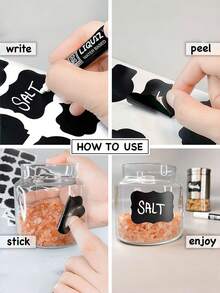 Chalkboard Labels - 6pcs/12pcs Reusable Chalkboard Stickers, Chalk Marker Stickers For Decorating Jars, Wine Cabinets, Pantries, Home And Office Labeling Self-Adhesive Paper - View 5