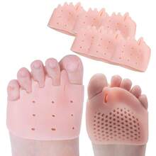 1 par 2 piezas almohadillas separadoras de dedos del pie delantero de silicona, plantillas de alivio del dolor, almohadillas de gel para mejorar la deformidad de los dedos, cuidado de los pies - 2 uds. - Ver 2