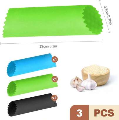 QivaZira 3 piezas tubo pelador de ajo de silicona con rodillo, herramienta manual para quitar la piel del ajo, gadget de cocina resistente para cocinar en casa, apto para lavavajillas